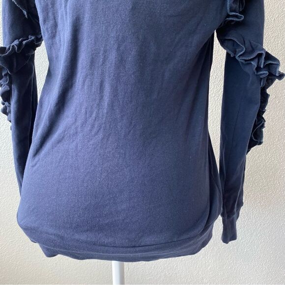 Chaser Womans Long Sleeve Blue Tee Ruffle Sleeve Detail SZ M NWT - Picture 6 of 14